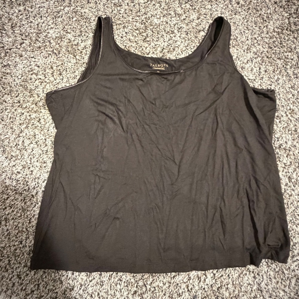 Talbots Brown Modal Blend Scoop Neck Tank Top Woman‎ Petites 1X Sleeveless Basic